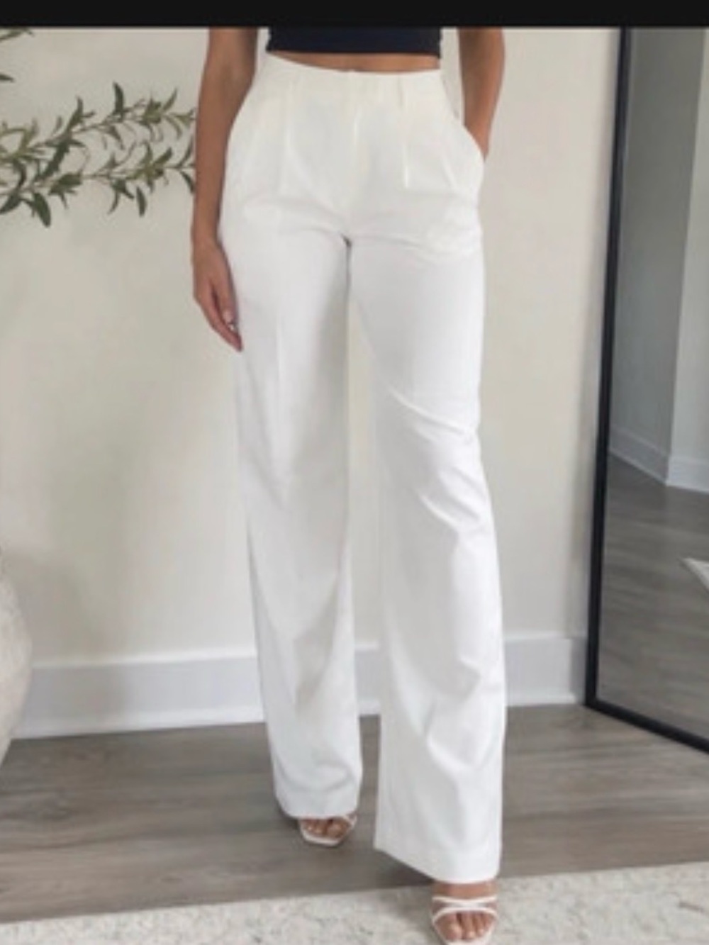 Forever 21 White High-Waist Wide-Leg Pants